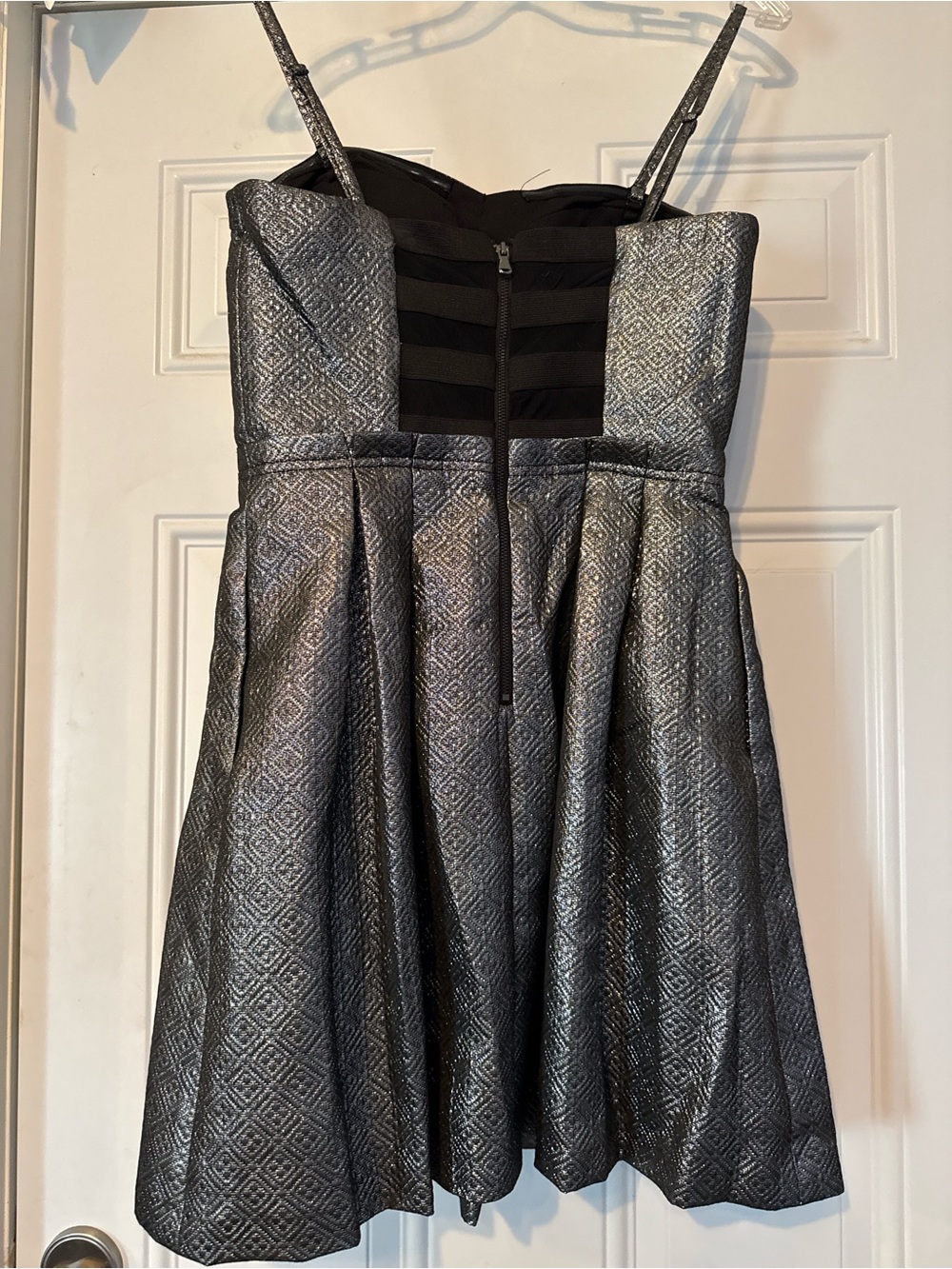 Guess Silver-Black Textured Fit & Flare Mini Dress - Picture 3 of 4